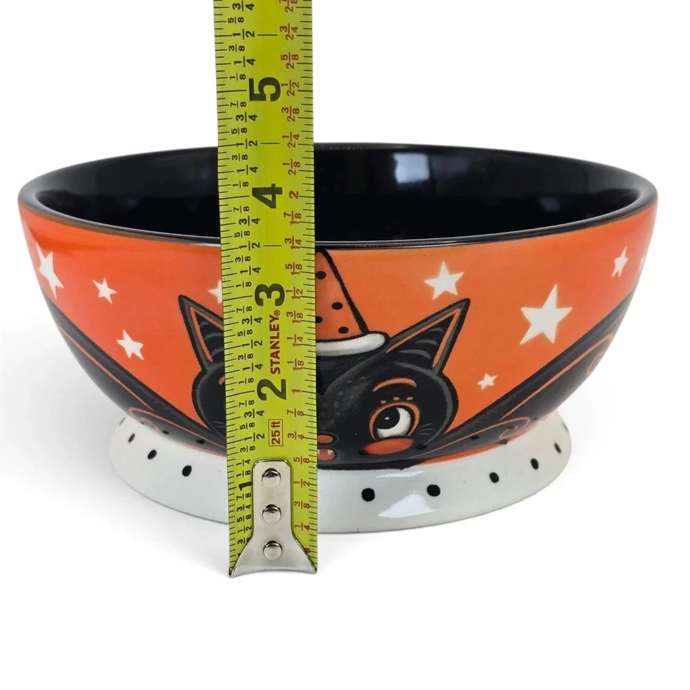 Johanna Parker Halloween Bat Candy Bowl Witch Hat Pedestal Serving Dish